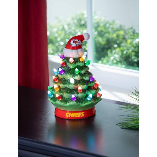 Evergreen Enterprises - 8" LED Ceramic Christmas Tree, Kansas City Chiefs