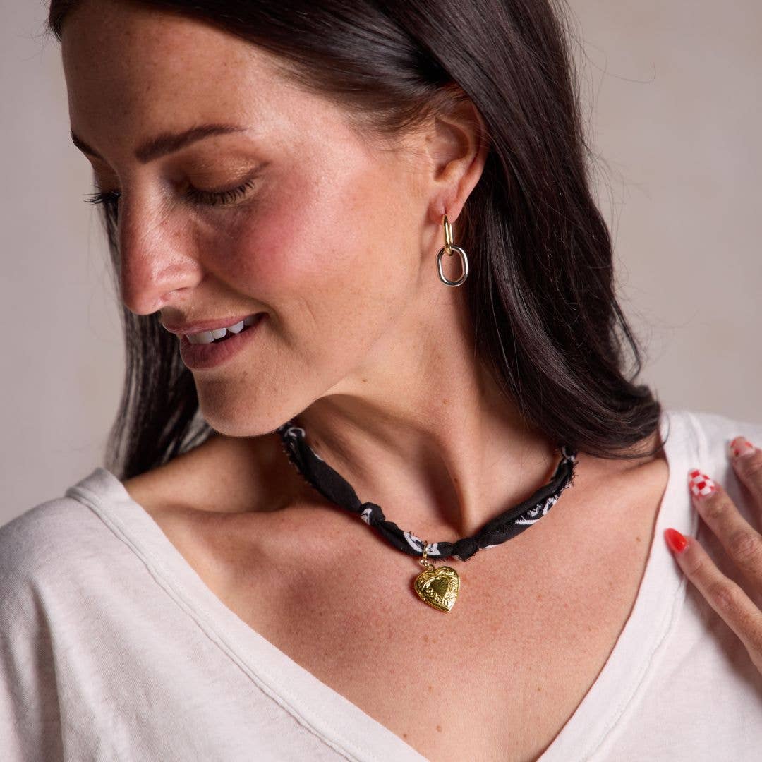 Nickel and Suede - Black Bandana Necklace