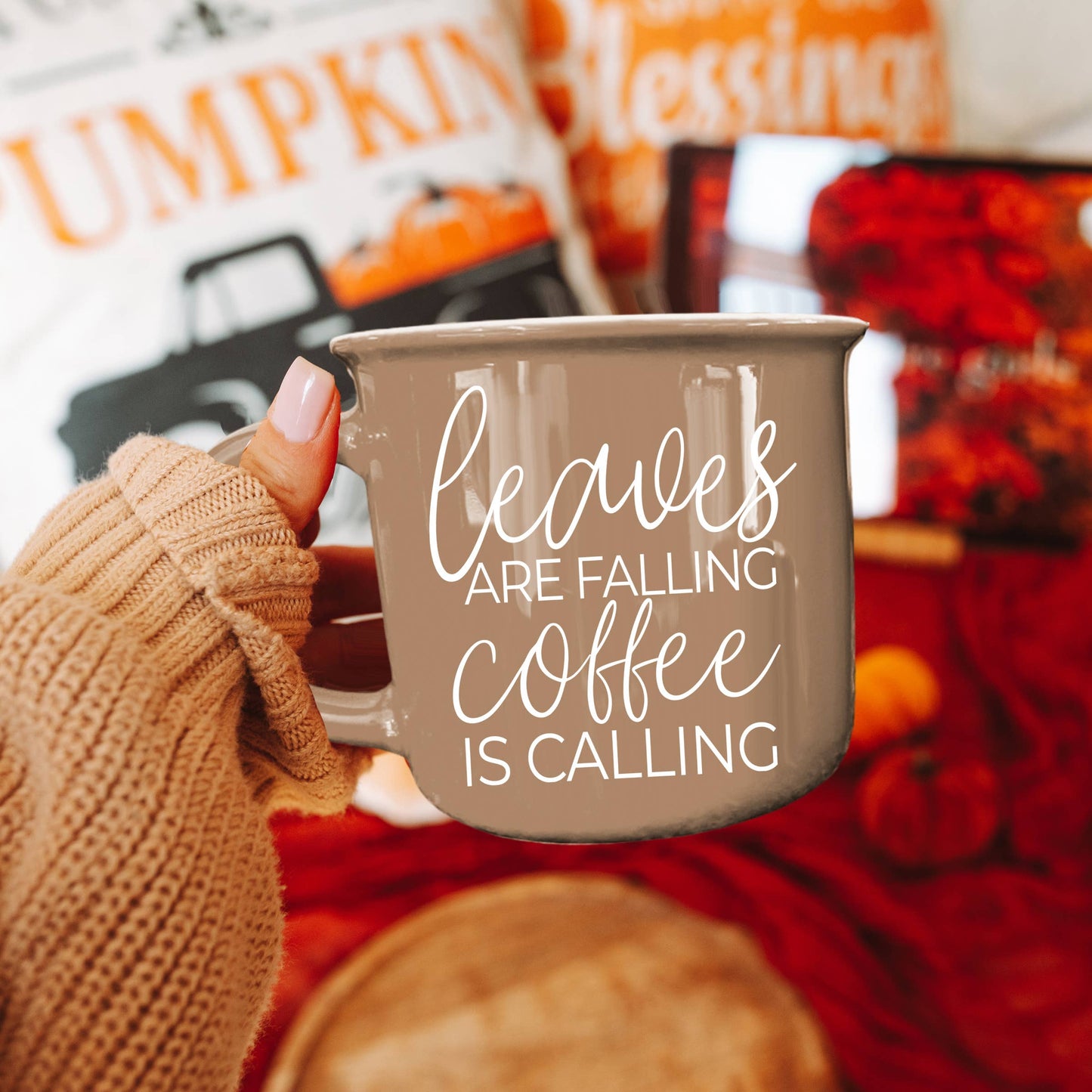 Gia Roma - Halloween Coffee Mugs, Fall Drinkware, Orange + Brown Mugs