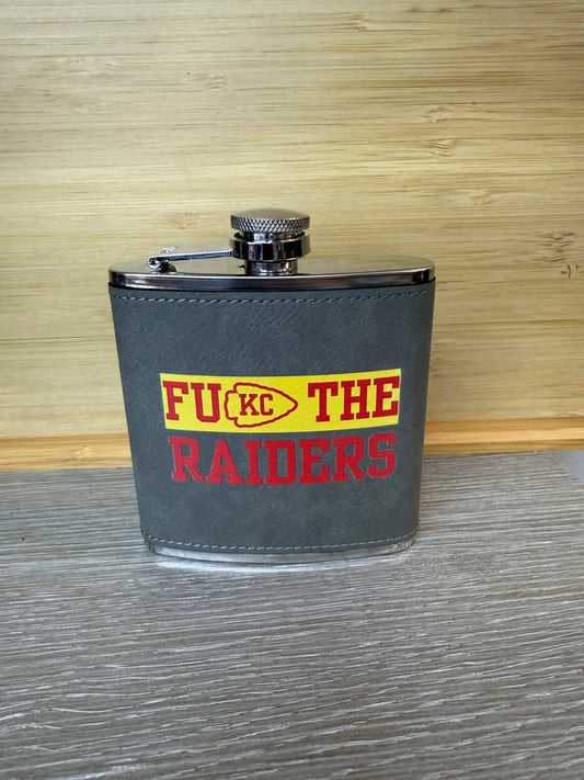 Designed To Flaunt - UV Printed FU KC The Raiders 6 oz Flask