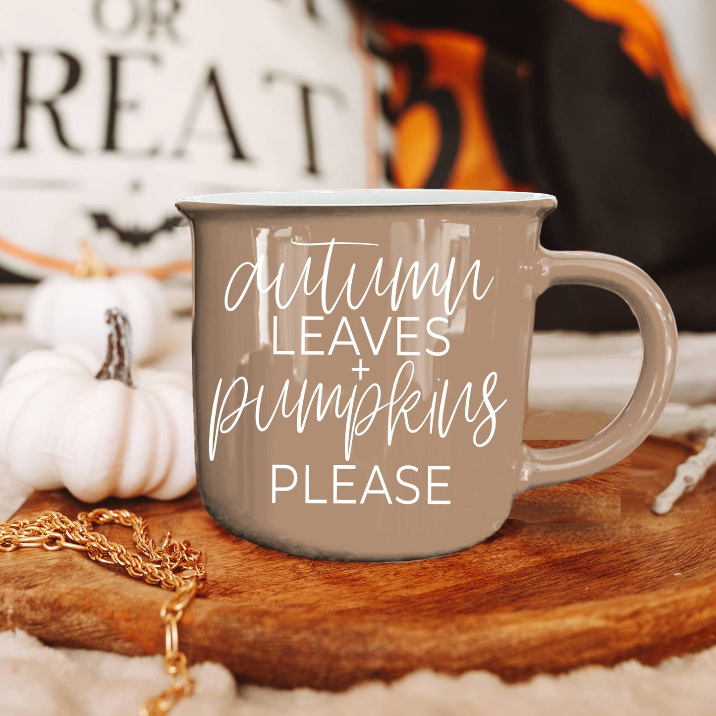 Gia Roma - Halloween Coffee Mugs, Fall Drinkware, Orange + Brown Mugs