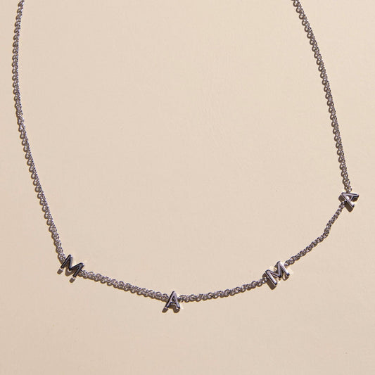 Silver MAMA Initial Necklace