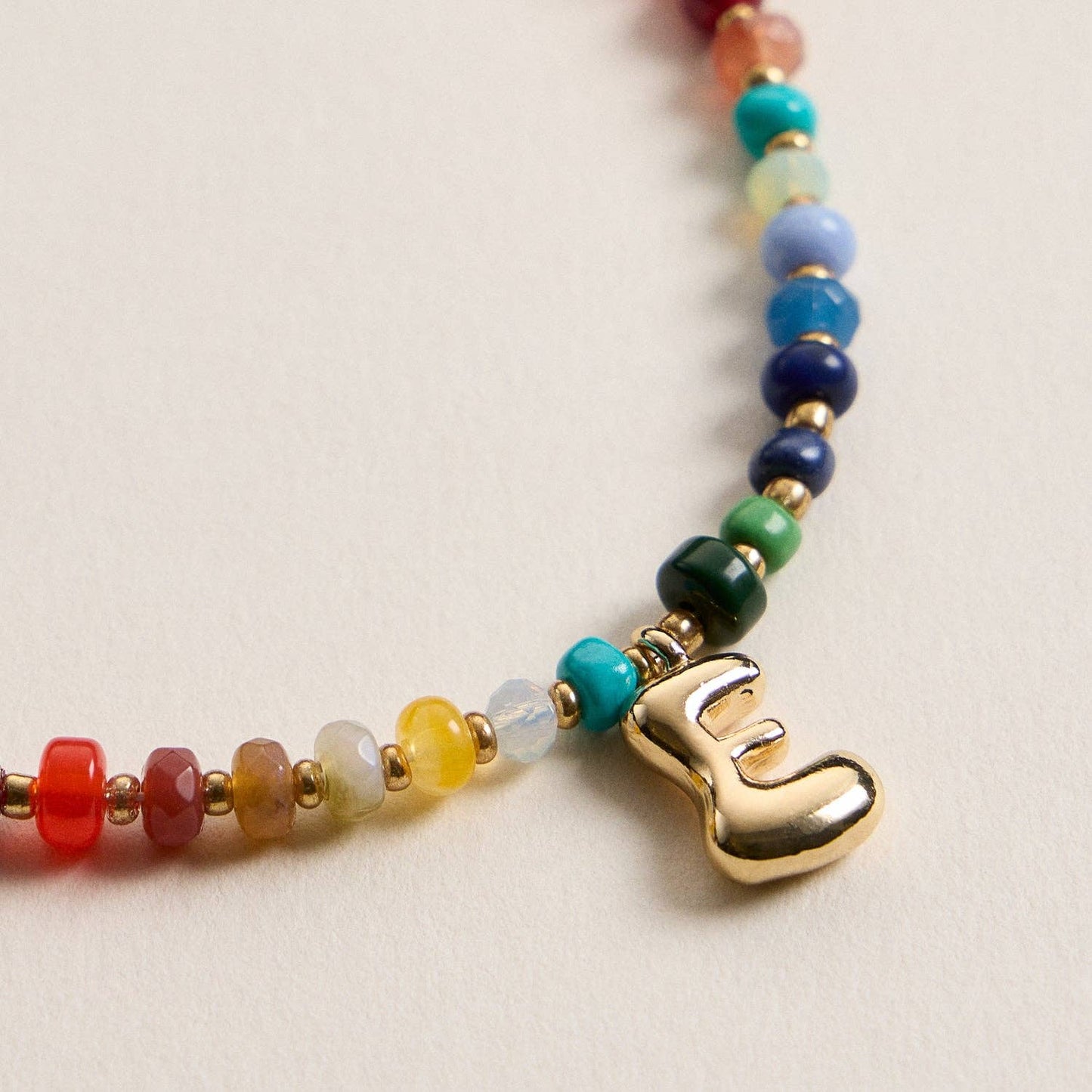 Frem - Vibrant Beaded Necklaces with Gold Initial Charms – Set of 16 Unique Designs