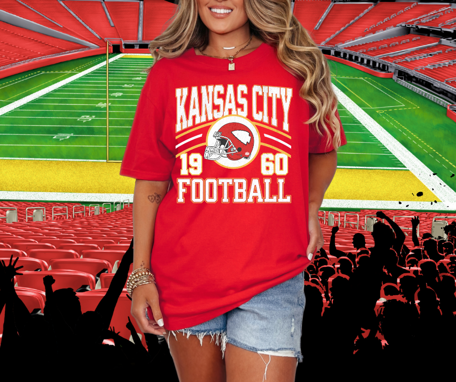 The Red Rival Wholesale - Retro Kansas City Football 1960 Helmet Red Tee