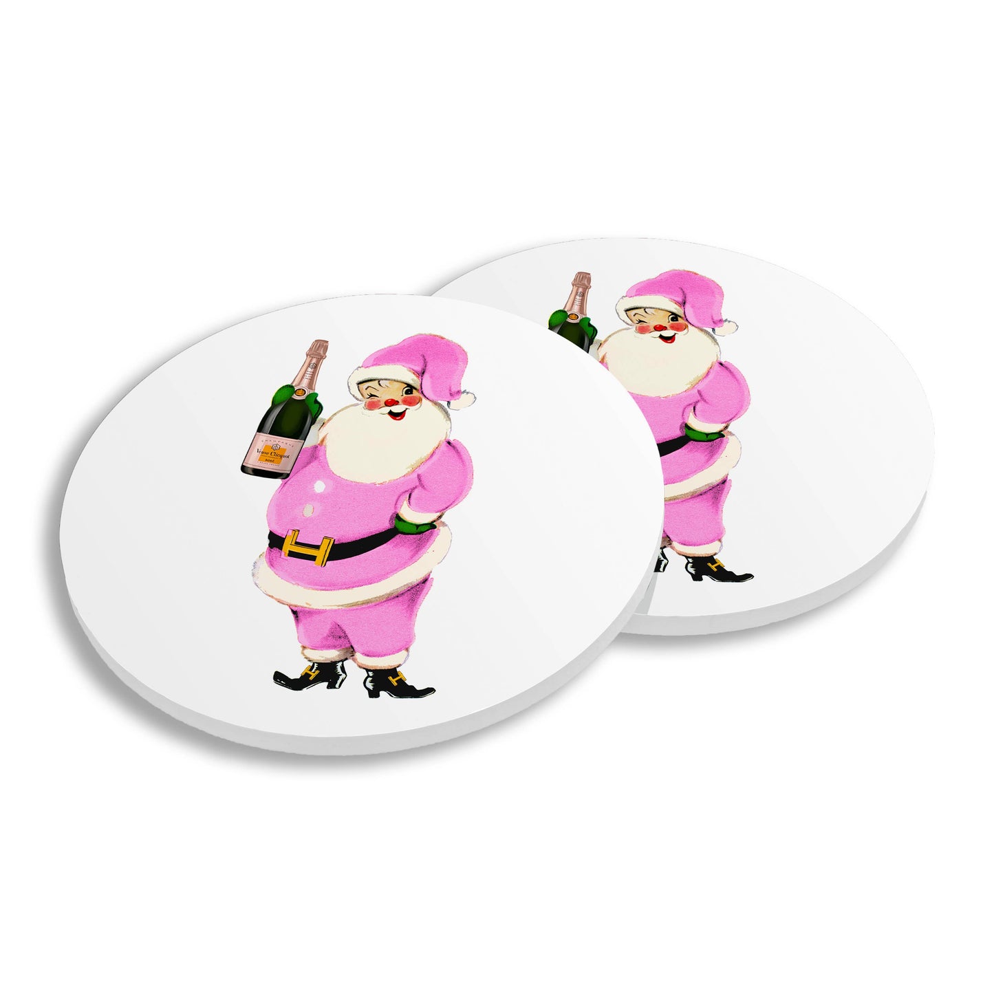 Toss Designs - Ceramic Coasters S/4 - Santa Champagne