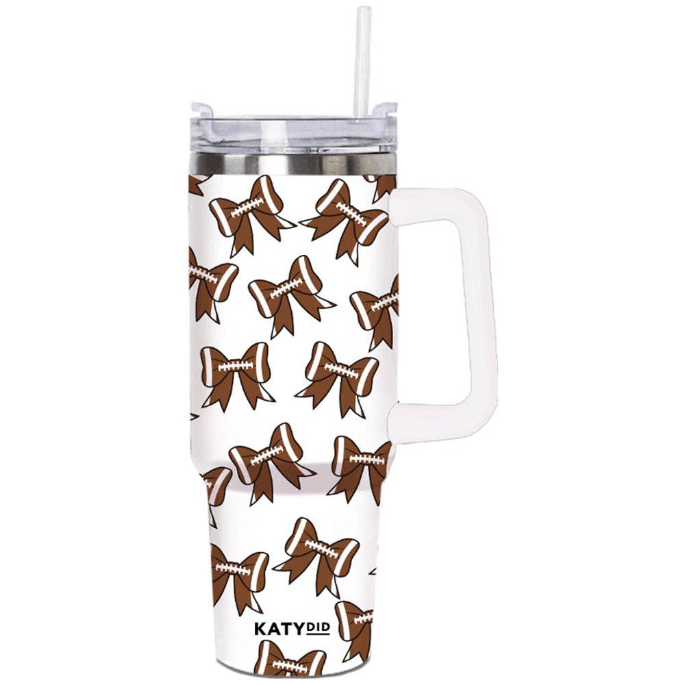 Katydid - Football Bows All Over Stainless Steel Tumbler