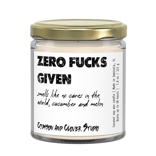 Crimson and Clover Studio - Zero Fucks Given Funny Candle