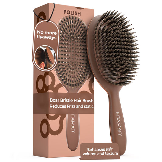 Framar Hair Brushes & Hair Accessories - FRAMAR Boar Bristle Hair Brush, Boar Brush For Hair - Brown