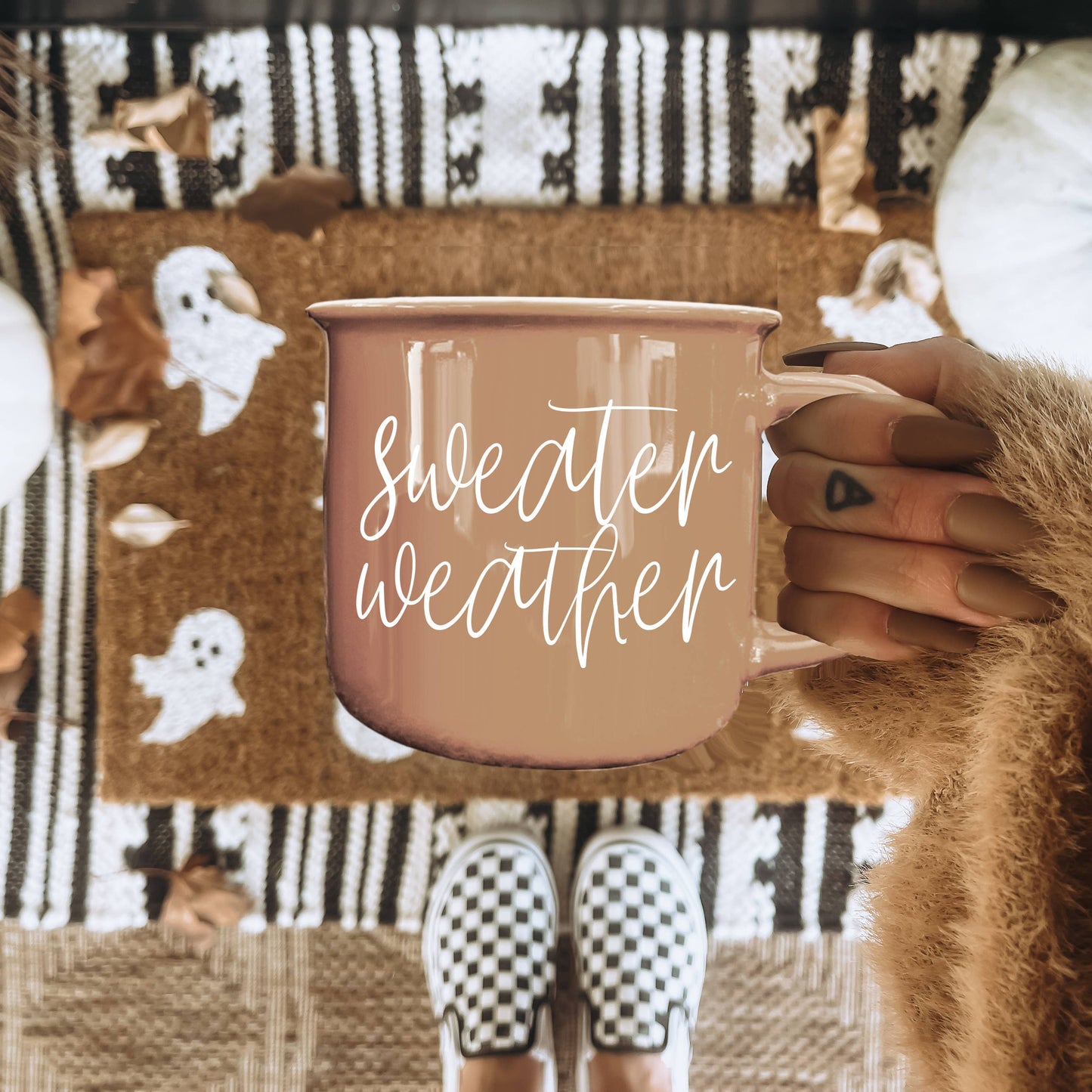 Gia Roma - Halloween Coffee Mugs, Fall Drinkware, Orange + Brown Mugs