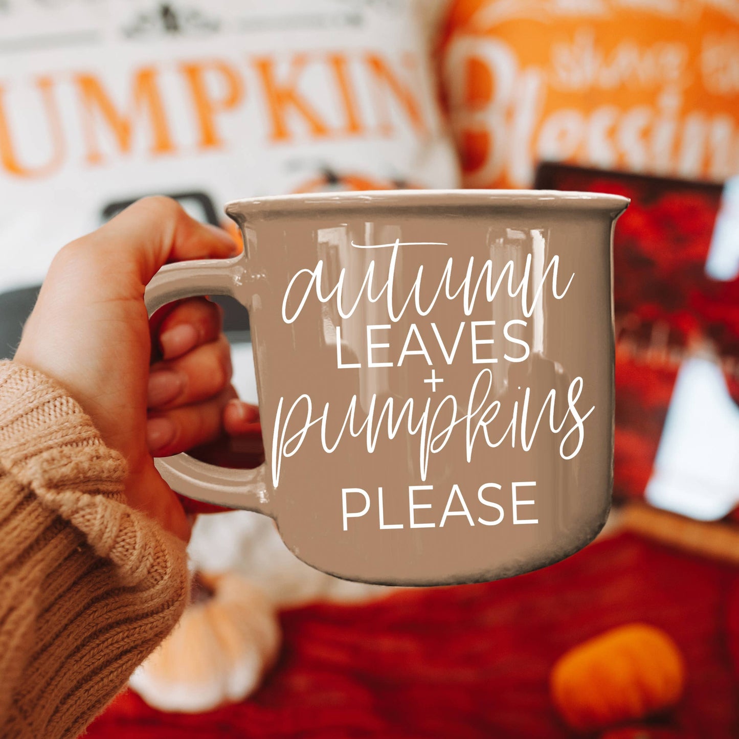 Gia Roma - Halloween Coffee Mugs, Fall Drinkware, Orange + Brown Mugs