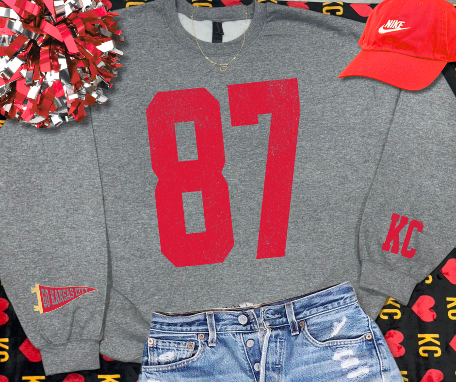 The Red Rival Wholesale - Oversized 87 - KC Pennant Sleeves  (Pick Your Sweatshirt Color)