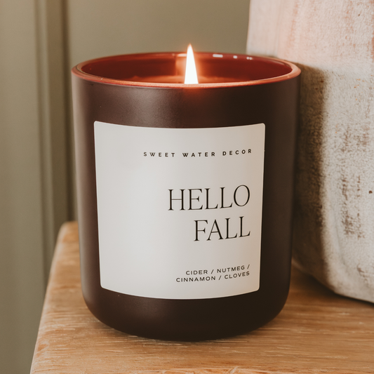 Sweet Water Decor - *NEW* Hello Fall 15 oz Candle, Matte Jar - Fall Decor