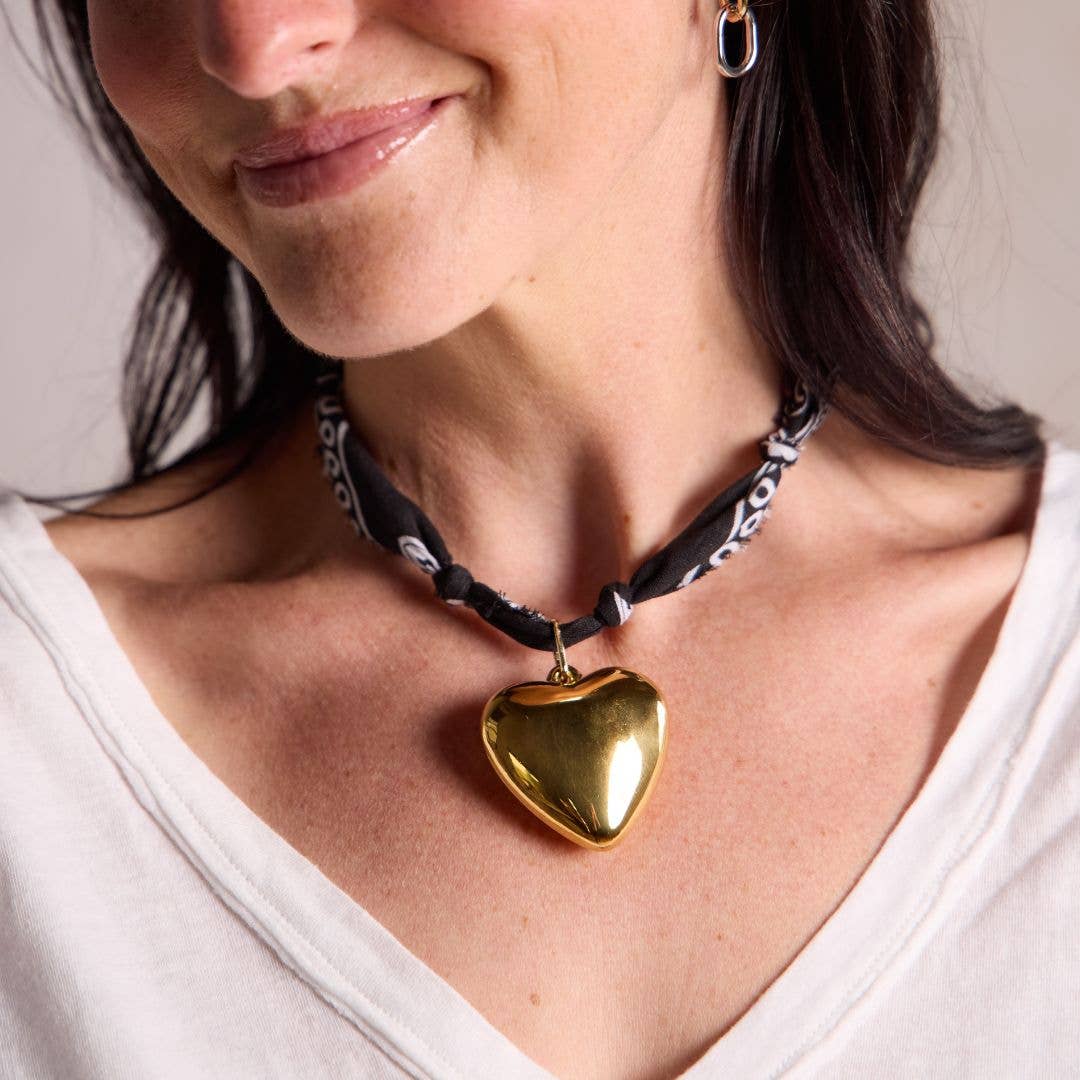 Nickel and Suede - Black Bandana Necklace