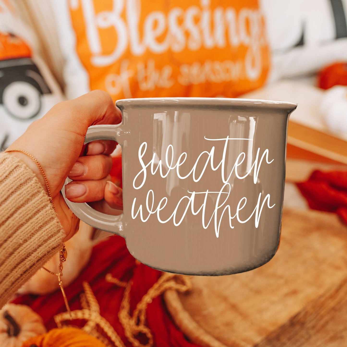 Gia Roma - Halloween Coffee Mugs, Fall Drinkware, Orange + Brown Mugs