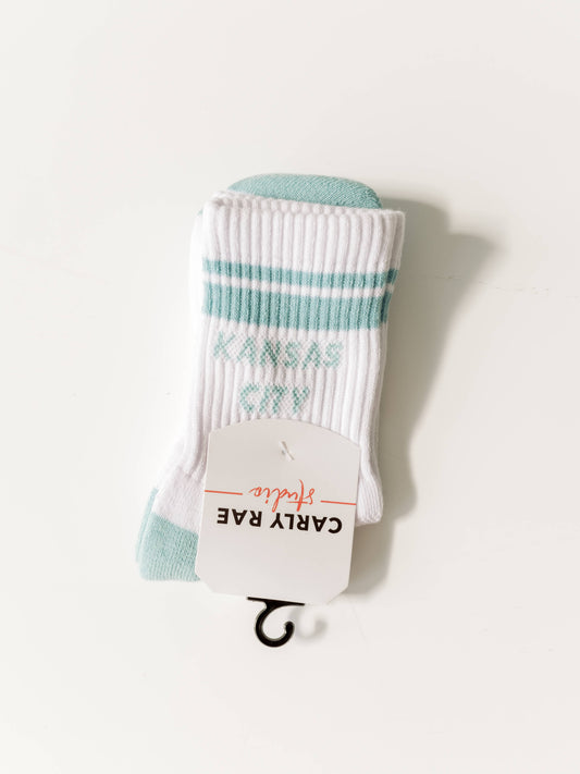 Kansas City Crew Socks - White w/ Teal