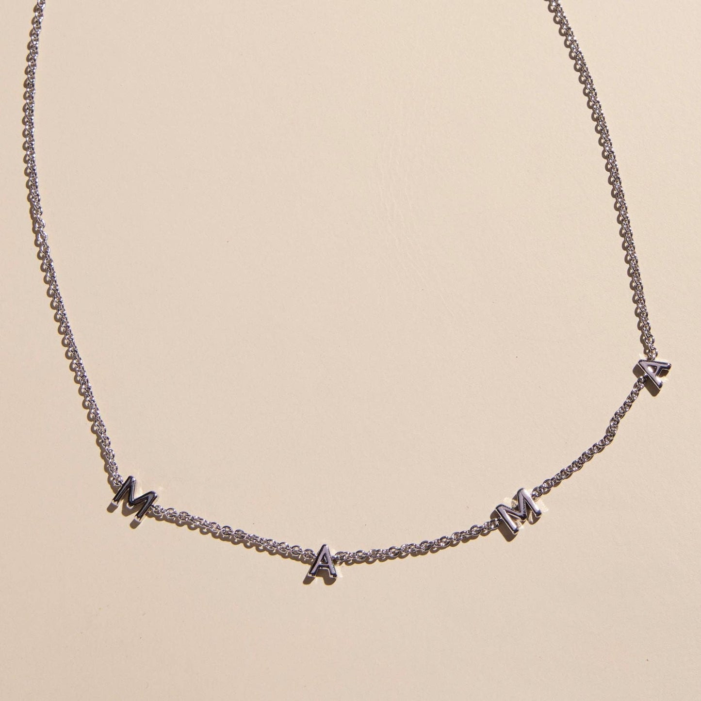 Silver MAMA Initial Necklace
