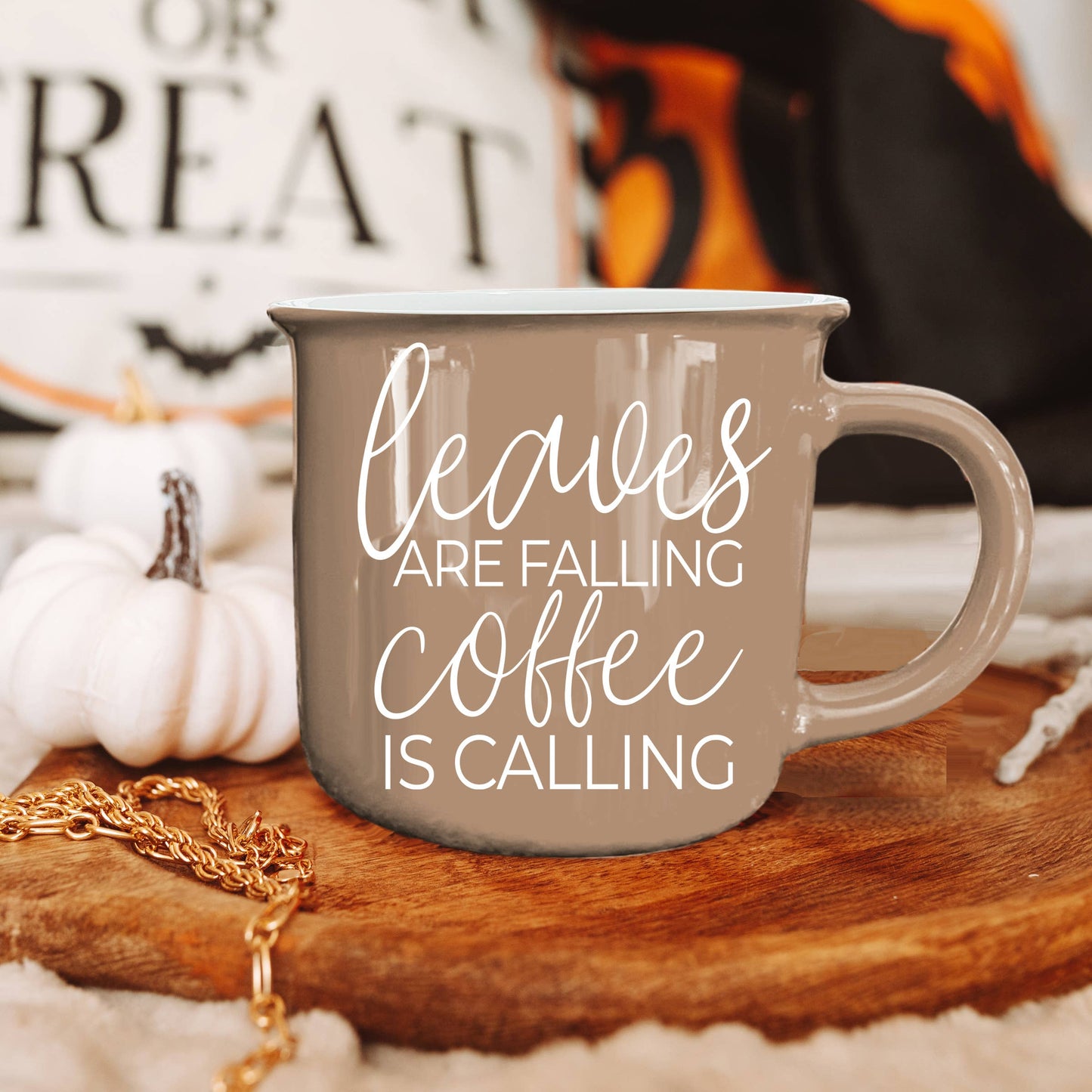 Gia Roma - Halloween Coffee Mugs, Fall Drinkware, Orange + Brown Mugs