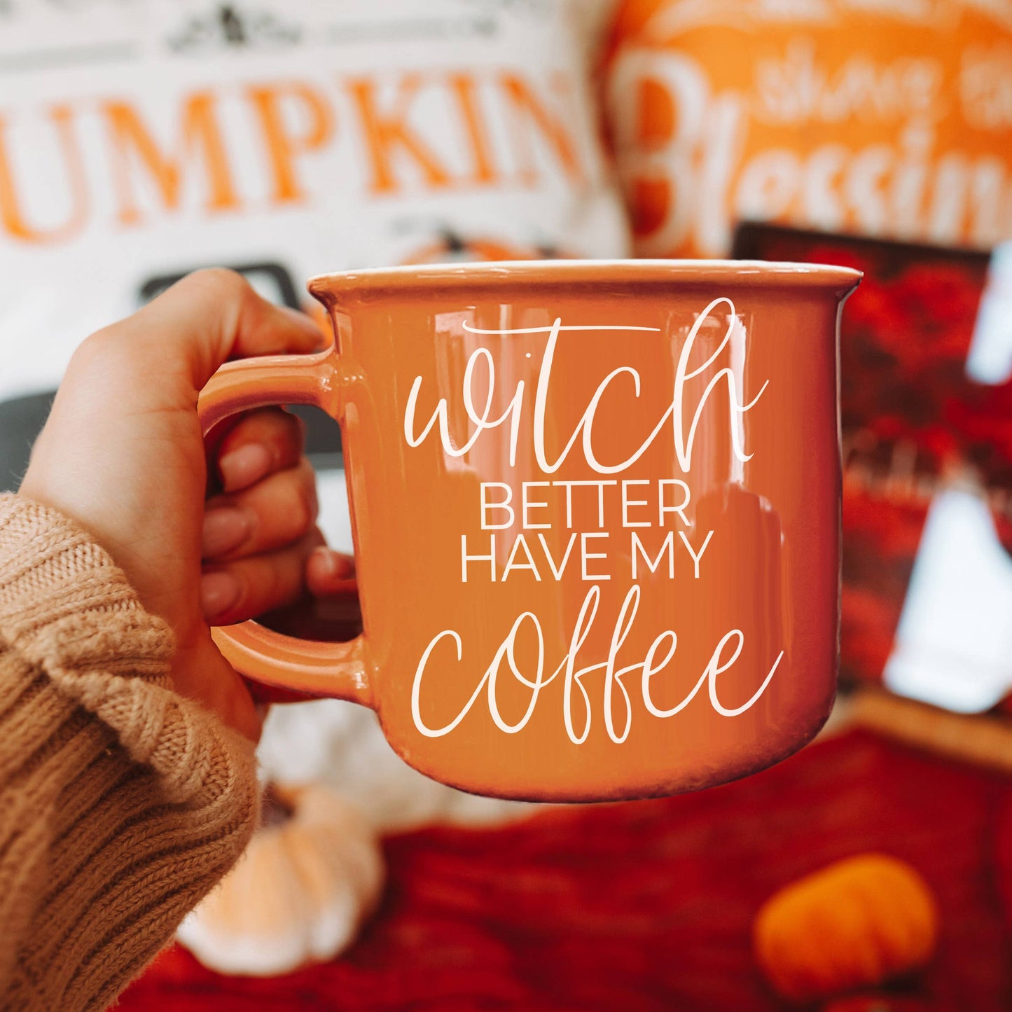 Gia Roma - Halloween Coffee Mugs, Fall Drinkware, Orange + Brown Mugs