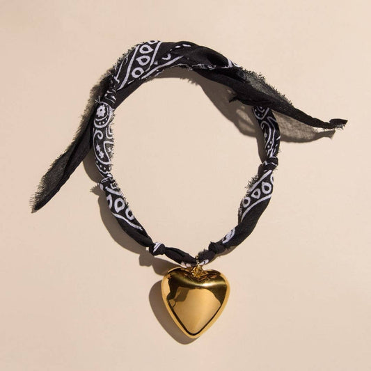Nickel and Suede - Black Bandana Necklace