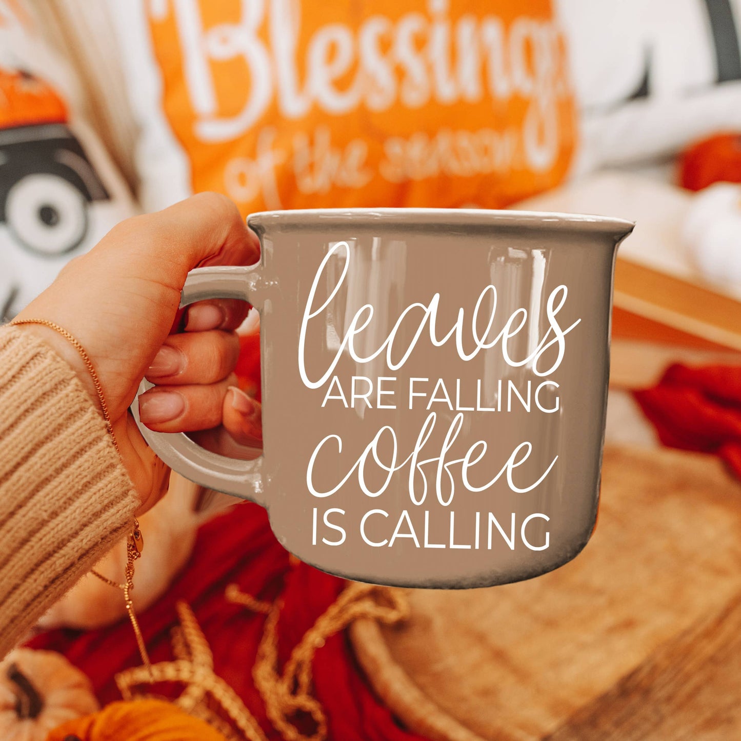 Gia Roma - Halloween Coffee Mugs, Fall Drinkware, Orange + Brown Mugs